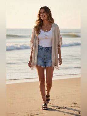VALENTINA NALDI Linen Fringe Kimono